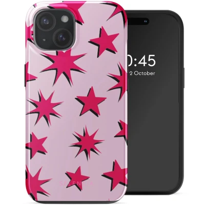Afbeelding van Selencia Hoesje Geschikt voor iPhone 15 Vivid Backcover MagSafe Stars Rubine Red Light Pink