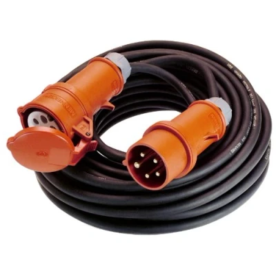 Afbeelding van Schwabe CEE verlengkabel 400 V / 32 A, 25 m H07RNF 5G4 stekker met omschakeling zwart IP44 industrie, bouwplaatsen 60518