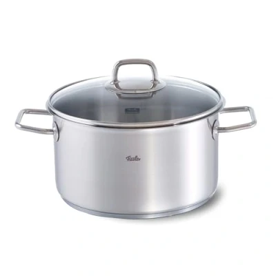 Afbeelding van Fissler Viseo/pot van roestvrij staal (5,7 l, Ø 24 cm) met glazen deksel, energiebesparend, voor alle soorten fornuizen en inductie