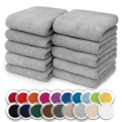 Afbeelding van NatureMark Set van 10 washandjes 100% katoen badstof Afmetingen: 30 x cm Kleur: zilvergrijs