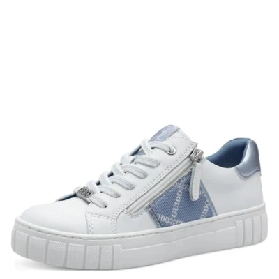Afbeelding van Marco Tozzi Guido Maria Kretschmer Sneakers laag, Dames, Maat: 41, White/light blue Hoogwaardig imitatieleer