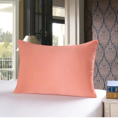 Afbeelding van townssilk Kussensloop van 100% moerbeizijde aan beide zijden, 19 momme, voor haar en huid, afmeting 50 x 60 cm, met verborgen ritssluiting, koraal