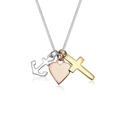 Afbeelding van Elli Anchor Heart Cross Ketting multicoloured, Dames, Maat: 45, Multi coloured