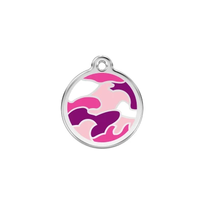 Afbeelding van Camouflage Pink roestvrijstalen hondenpenning small/klein dia. 2 cm RedDingo
