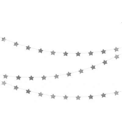 Afbeelding van Partydeco Slinger Sterren Zilver (3,6 meter)