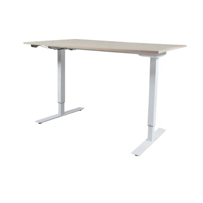 Afbeelding van Lectro Basic bureau, zit sta (69 116cm) hoogte verstelbaar dmv elektromotor met 140x80cm lindberg eiken 25mm blad en zwart (RAL9005) frame