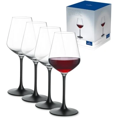 Image de Villeroy &amp; Boch Manufacture Rock, ensemble de verres à vin rouge, 4 pièces, 380 ml, cristallin, transparent/noir