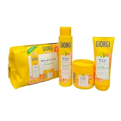 Afbeelding van GIORGI Line Curly Starterset in 3 stappen, cadeauset voor spectaculaire krullen, 0% alcohol, siliconen, sulfaat, met plantaardige eiwitten en avocado, 950 ml