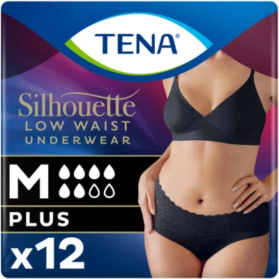 Afbeelding van TENA Pants Silhouette Plus Zwart Lage Taille M 1 x 12 stuks