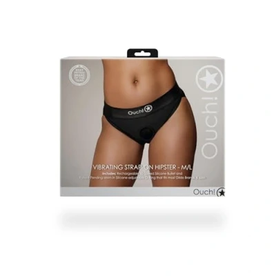 Afbeelding van Shots Ouch! OU828BLKML1 Vibrating Strap on Hipster Black M/L
