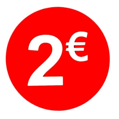 Afbeelding van Prijsetiketten 2 Euro Pack van 1000 Ronde Rode Zelfklevende Uitvouwbare Prijzen Stickers Kortingen Aanbieding Liquidatie