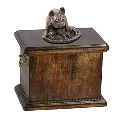 Afbeelding van Elegante urn hond voor de as van een Franse Bulldog met beeldje