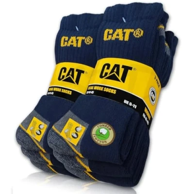 Afbeelding van CAT Erpillar Real Work sokken voor dames en heren, 6 paar, verkrijgbaar in de maten 35 50, Blauw