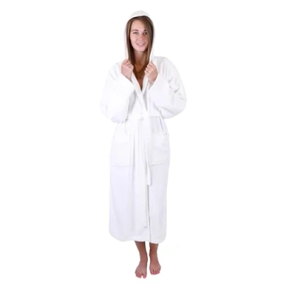 Afbeelding van Betz Berlin Badjas van badstof met kap voor dames en heren, 100% katoen, wit, L XL