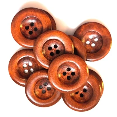 Afbeelding van CansyY 10 stuks houten knopen 35 mm 4 gaten bruin geglazuurd om te knutselen naaien