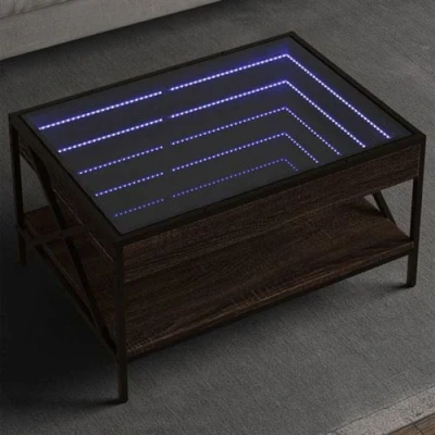 Image de vidaXL Table basse avec LED infini chêne marron 70x50x38 cm847706