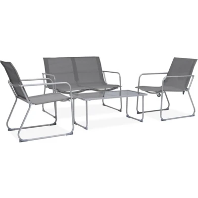 Afbeelding van 4 delige Loungeset stof en staal grijs