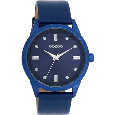 Afbeelding van OOZOO Timepieces blauwe horloge met leren band C11288