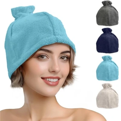 Afbeelding van JEMIDI sauna muts van katoen Saunamuts voor dames en heren Comfortabel materiaal accessoires Unisex hoed One size Mintgroen