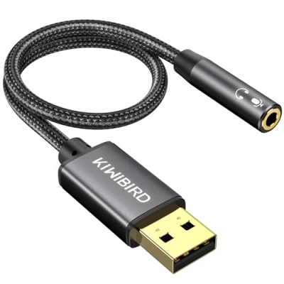 Afbeelding van KiWiBiRD USB naar 3,5 mm Jack Audio Adapter, Koptelefoon, Headset en Microfoon TRRS 4 polig, Externe Stereo Geluidskaart compatibel met MacBook, Surface, PS4, Laptop, Raspberry Pi