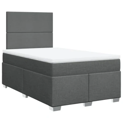 Afbeelding van vidaXL Boxspring met matras stof donkergrijs 120x200 cm
