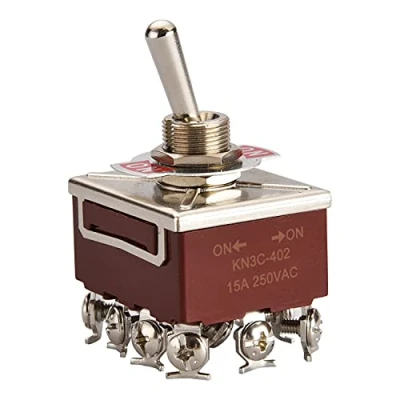 Afbeelding van Heschen 4PDT metalen tuimelschakelaar met vastgehouden positie KN3C 402 ON/ON 15A 250VAC 10A 380VAC CE