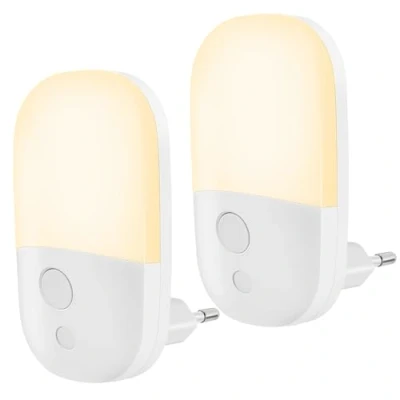 Afbeelding van CandLuc nachtlampje voor kinderen met lichtsensor, [2 stuks] 3 modi stekker (aan/auto/off), licht babykamer, hal, slaapkamer, woonkamer