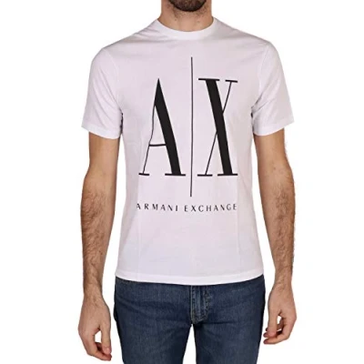 Afbeelding van Armani Exchange heren T shirt met logoprint in de kleur Wit, maat: L