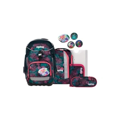 Afbeelding van ergobag Set van 6 ergonomische en flexibele schoolrugzakken Voor eersteklas basisschool meisjes jongens, Paarse koraalbeer