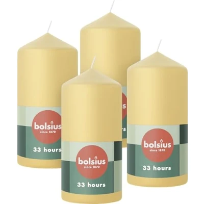 Afbeelding van 4 stuks Bolsius beige stompkaars 120/58 (33 uur) oat