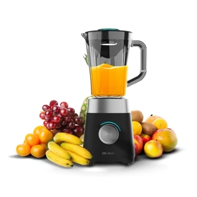 Afbeelding van Cecotec Power Black titanium 1300Max B Elektrische tafelmixer, 1300 W, 2 snelheden, 4 messen met zwarte coating en 1,5 l karaf, pulsfunctie triture poeder, Ice Pick