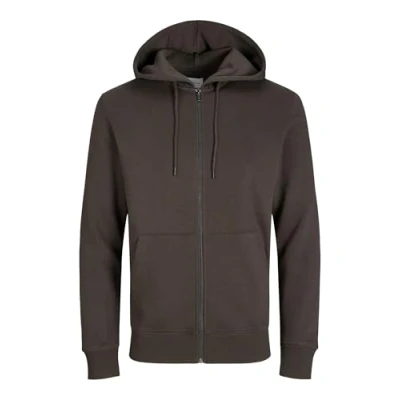 Afbeelding van JACK &amp; JONES Star basic sweat zip hood regular fit heren sweatvest katoenmengsel met capuchon donkerbruin Maat: M