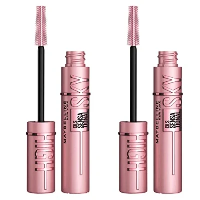Afbeelding van 2 x Maybelline New York Sky High Mascara, volume en rekbaar, kleur zwart, geschikt voor gevoelige ogen