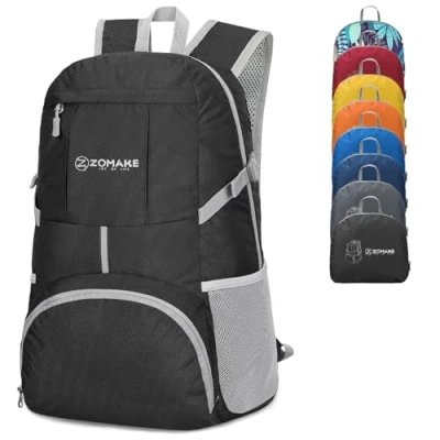 Image de ZOMAKE 35L Sac a Dos Pliable Léger à De Randonnée Packable Daypack Pour Femme Homme Sports Et Plein Air (Noir)