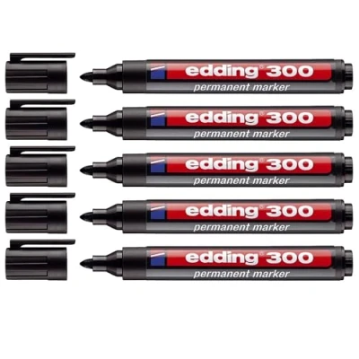 Afbeelding van edding Industry 100263 Permanente marker met ronde punt, 1,5 3 mm, 5 stuks, zwart