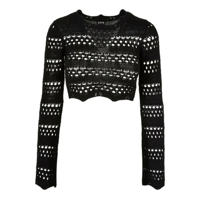Afbeelding van Urban Classics Cropped Crochet Trui, Dames, Maat: 4XL, Black