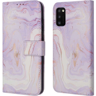 Afbeelding van iMoshion Hoesje Geschikt voor Samsung Galaxy A41 Met Pasjeshouder Design Bookcase smartphone Paars / Purple Marble