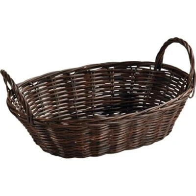 Afbeelding van Kesper Brood/fruit mandje gevlochten kunststof donkerbruin ovaal L29 x B18 H13 cm broodmandjes serveermandjes fruitmanden