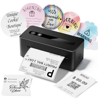 Image de TATTMUSE Imprimante Thermique Etiquette, Etiquette Expedition Supportant Bluetooth et USB, Autocollante ou de Colis Compatible avec Colissimo, Etsy, UPS, Colissimo