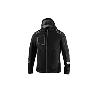 Afbeelding van Sparco Tech Softshell Waterdichte, reflecterende en versterkte jas met polar fleece voering Maat M Zwart/Grijs