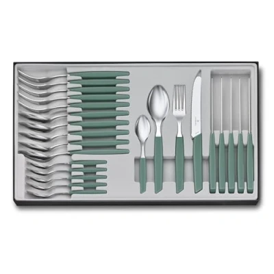 Afbeelding van Victorinox Swiss Modern, Ménagère (Couteau à tomates), 24st, 11cm, salie, Bestek, Groen