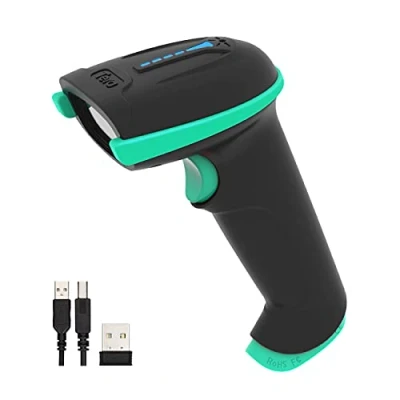 Afbeelding van Tera draadloze barcodescanner met 2,4 GHz batterijniveau indicator en bedraad USB 2.0 oplaadbare 1D handdouche, ontwerppatent: EU008489413, model 5100