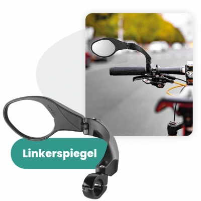 Afbeelding van Voltano Fietsspiegel Links Draaibaar Zwart 9CM