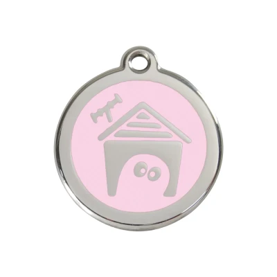 Afbeelding van Dog House Pink roestvrijstalen hondenpenning medium/gemiddeld dia. 3 cm RedDingo