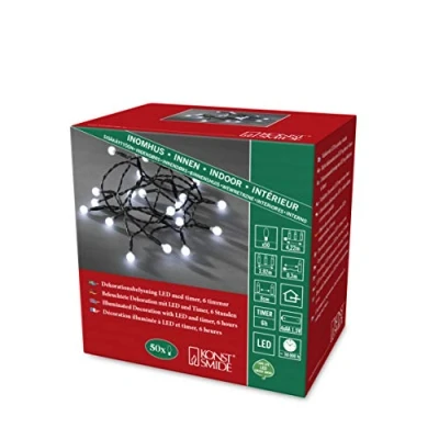 Afbeelding van Konstsmide 1492 207 Motief lichtketting Binnen werkt op batterijen Aantal lampen 50 LED Koudwit Verlichte lengte: 3.92 m
