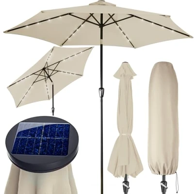 Afbeelding van Kingsleeve Parasol Maïmi LED Verlichting Kantelbaar 270cm Crème