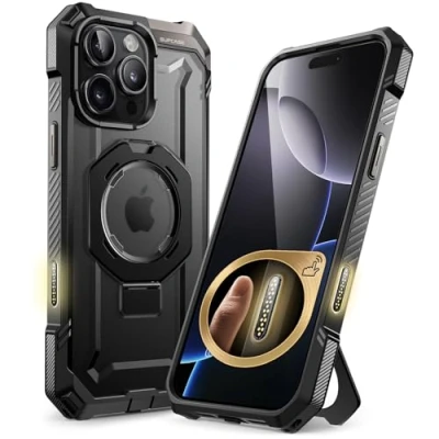 Afbeelding van SUPCASE Hoesje Geschikt voor Apple iPhone 16 Pro Max Unicorn Beetle Grip Compatibel met MagSafe Magnetische Back Cover Militaire Standaard 360 Kickstand Zwart