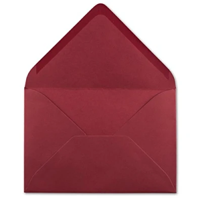 Afbeelding van 150 enveloppen zonder venster, C6, donkerrood, 11,4 x 16,2 cm, 120 g/m², voor huwelijksuitnodigingen, Moederdag, Kerstmis