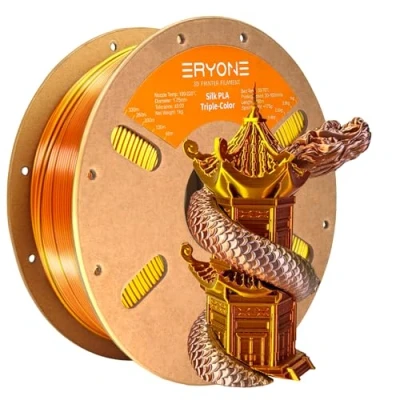 Afbeelding van ERYONE Silk driekleurig PLA draad, 1,75 mm, FDM 3D printerdraad, 1 kg, maatnauwkeurigheid +/ 0,03 zijde goud, zilver en koper