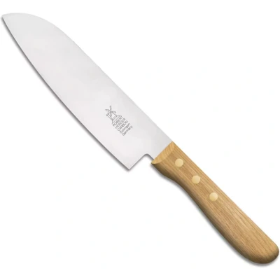 Afbeelding van Robert Herder Santoku Koksmes Carbonstaal Lemmet 16.5 cm Heft Eikenhout